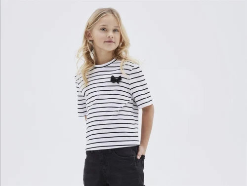 Name It bright white stribet short sløjfe t-shirt